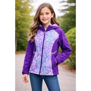 Free Country Girls‎ Purple Floral Print Hooded Softshell Jacket Size 14 16